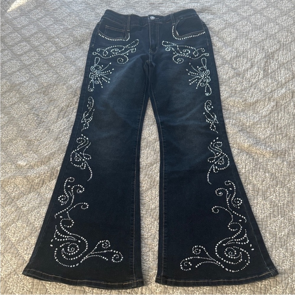 Bedazzled Flare Jeans Shein